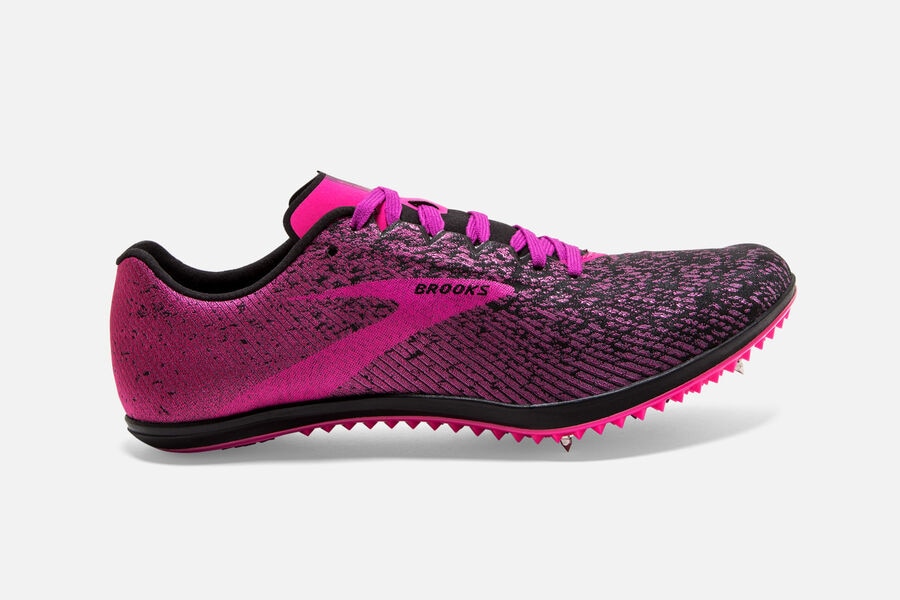 Womens Brooks Mach 19 Track Shoes Black/Hollyhock/Pink | 936782-YXJ